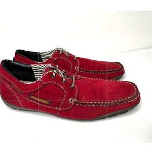 Franco Femico Sz 8 Men's Red  Casual Lace-Up Boats Moccasin